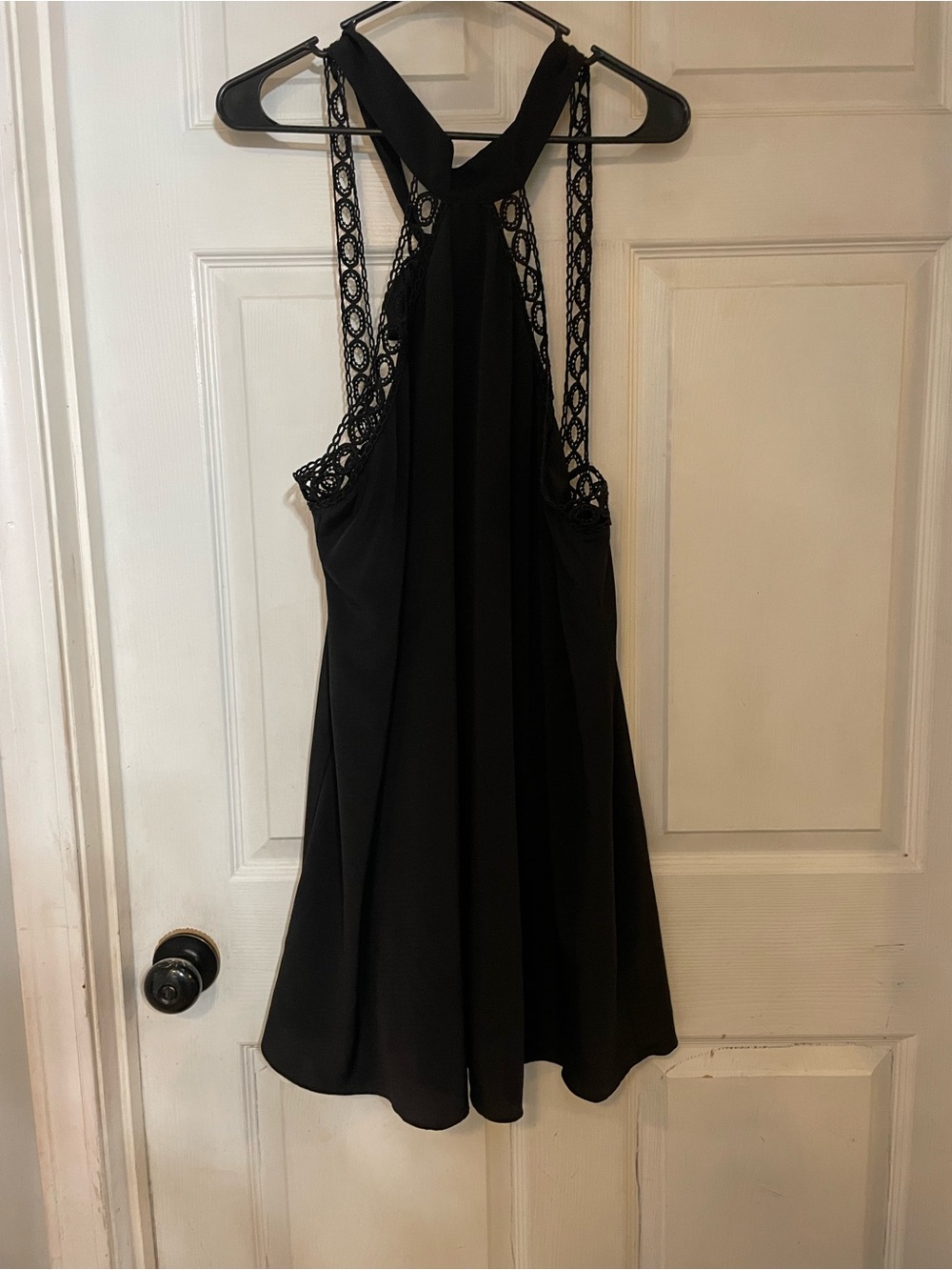 Lulu's Black Lace-Back Open-Back Skater Dress